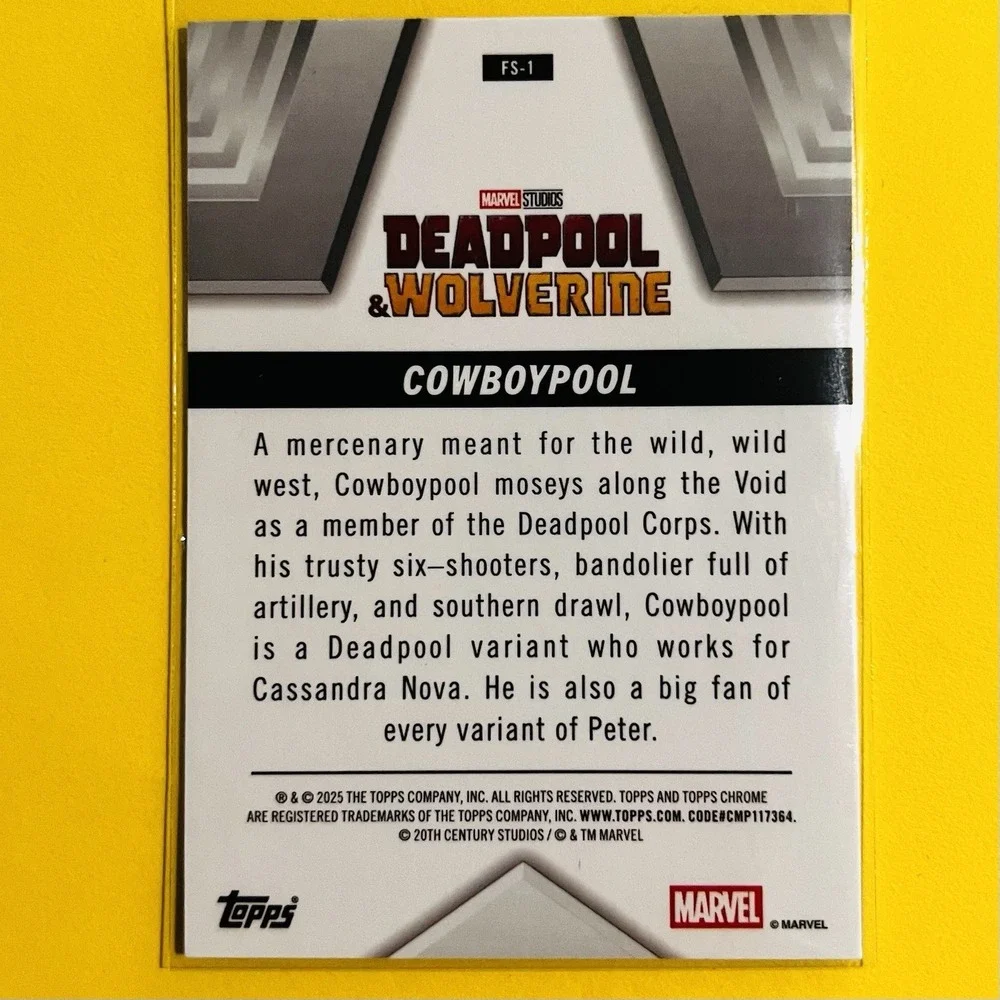 2025 Topps Chrome Deadpool‎ & Wolverine FS-1 Cowboypool Future Stars Insert